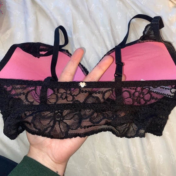 Victoria Secret Love Pink Black Bralette size Small (AA-C) - Picture 5 of 7